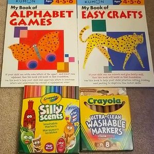 Kumon books for ages 4,5,6 + crayola markers